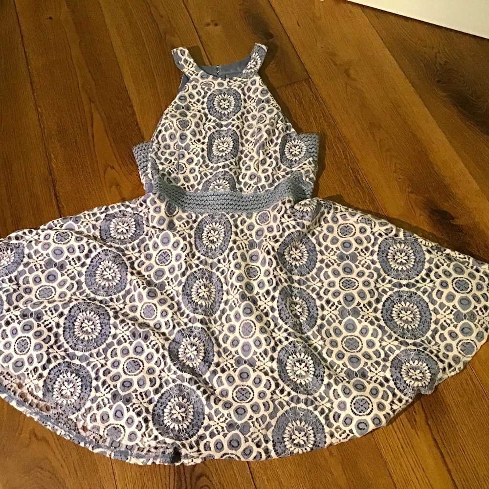 City Triangles Periwinkle Lace Homecoming Dress
